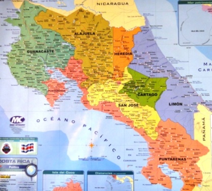 La carte du Costa Rica