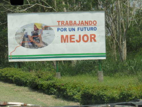 Des slogans sur la route