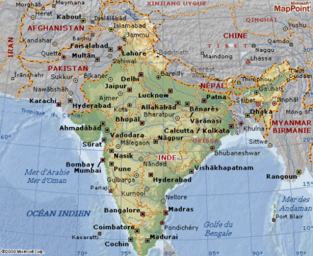 Bombay-Bangalore-Madras-Pondichéry-Madurai-Cochin- Mysorei-Goa-