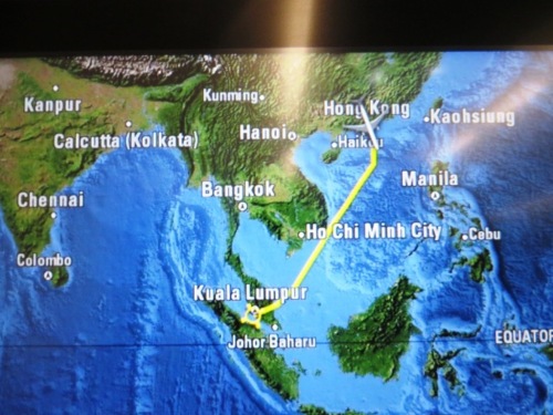 Hier à 20 heures Maurice-Kuala Lumpur, puis K L- Hong Kong, et H K- Guangzhou à 20 heures hier soir! 